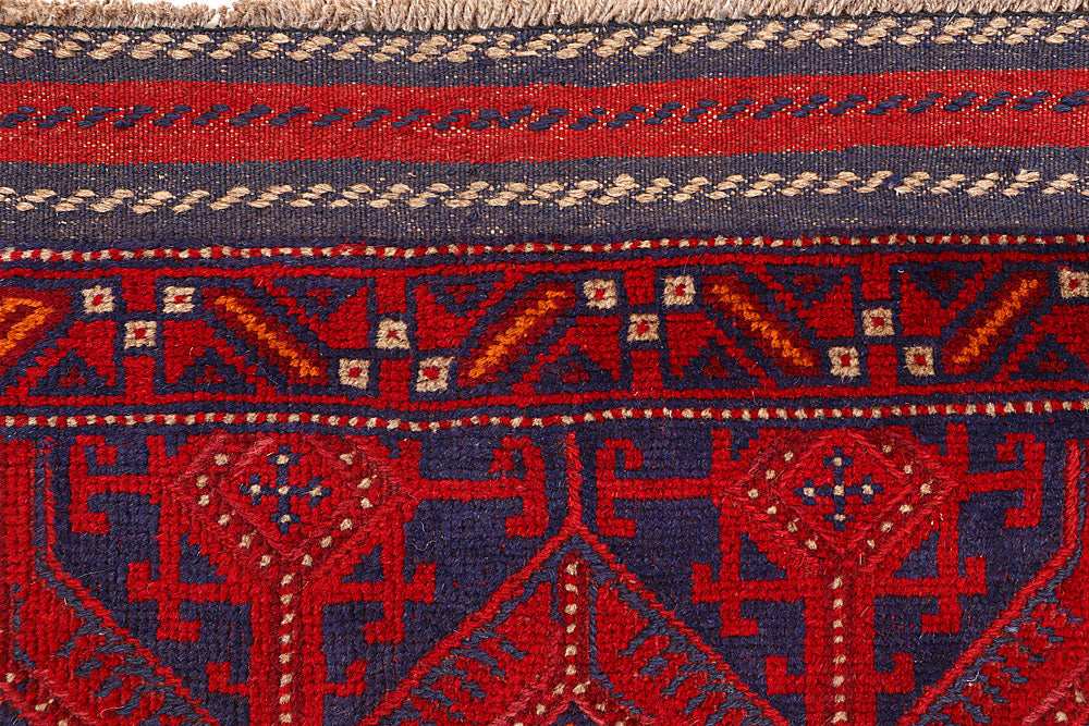 Dark Red Mashwani 2' 6 x 12' - No. 63483 - ALRUG Rug Store