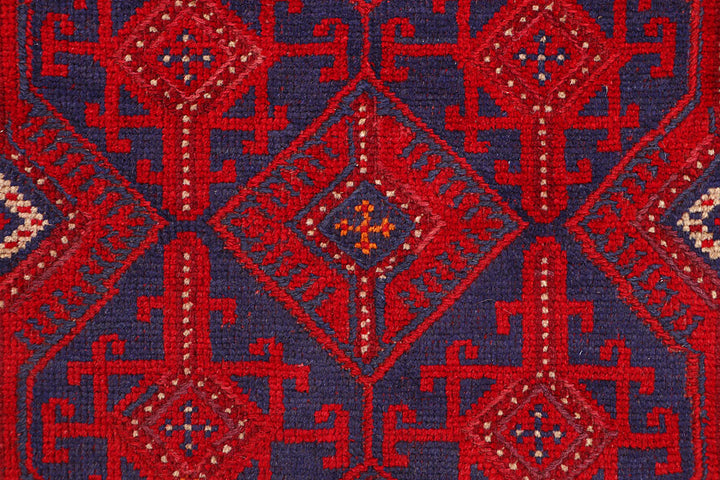Dark Red Mashwani 2' 6 x 12' - No. 63483 - ALRUG Rug Store