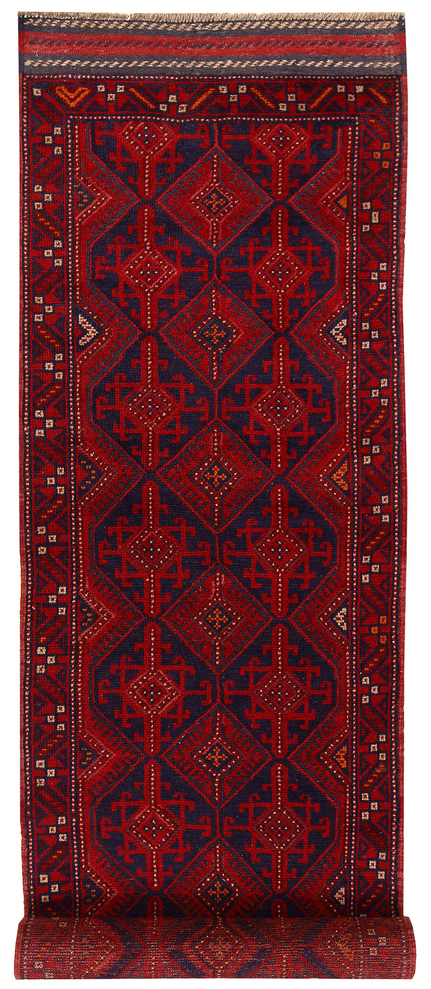 Dark Red Mashwani 2' 6 x 12' - No. 63483 - ALRUG Rug Store
