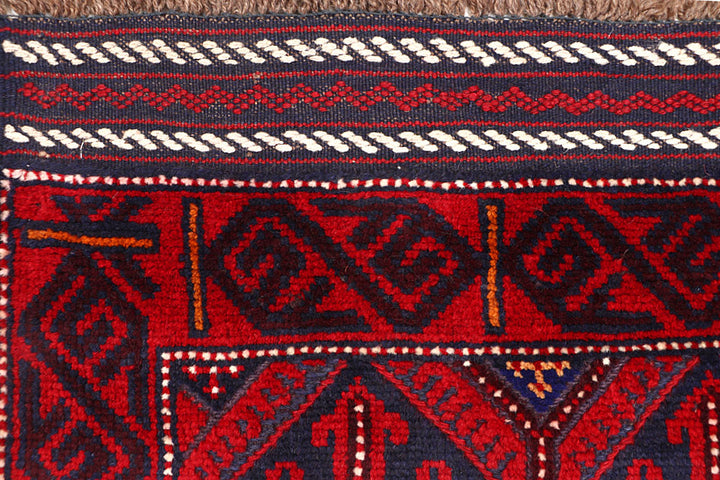 Dark Red Mashwani 2' 4 x 11' 9 - No. 63484 - ALRUG Rug Store