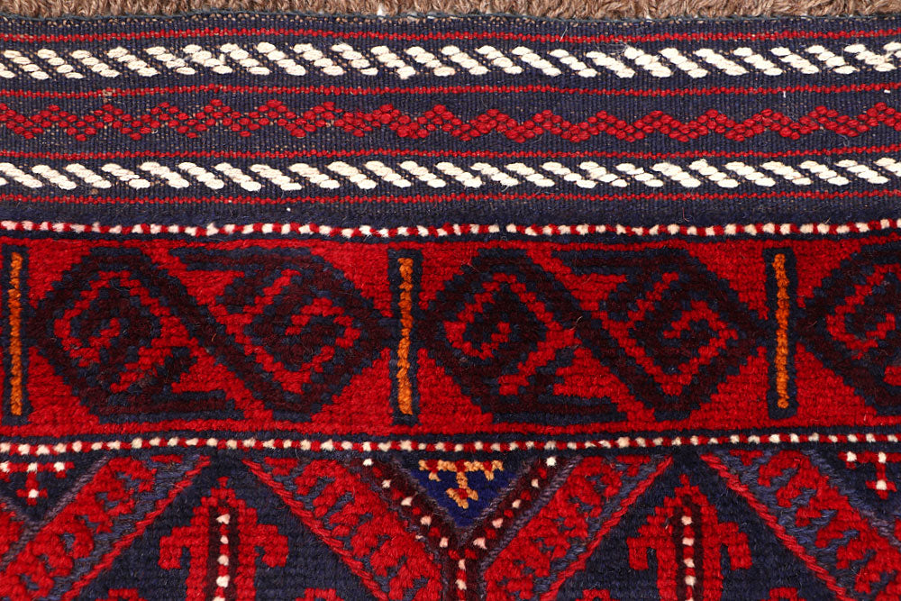 Dark Red Mashwani 2' 4 x 11' 9 - No. 63484 - ALRUG Rug Store