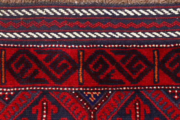 Dark Red Mashwani 2' 4 x 11' 9 - No. 63484 - ALRUG Rug Store
