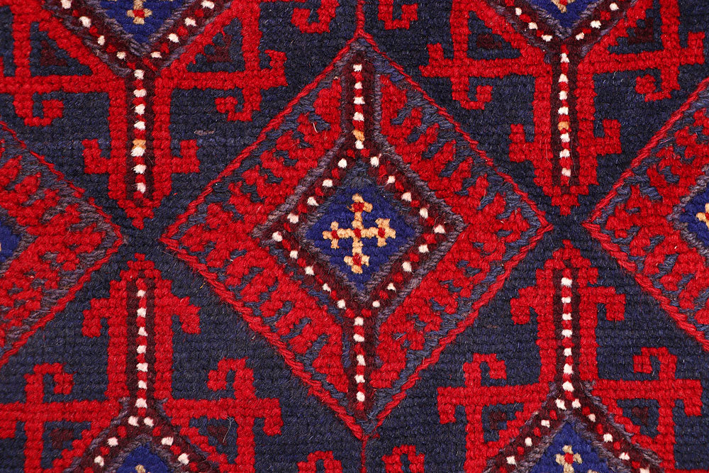 Dark Red Mashwani 2' 4 x 11' 9 - No. 63484 - ALRUG Rug Store