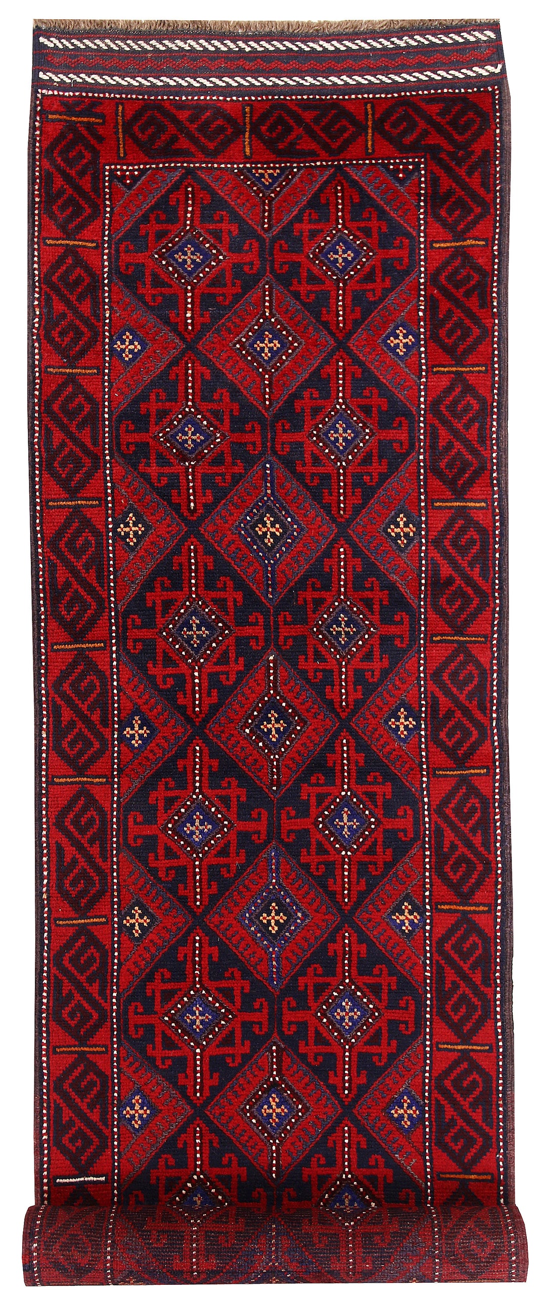 Dark Red Mashwani 2' 4 x 11' 9 - No. 63484 - ALRUG Rug Store