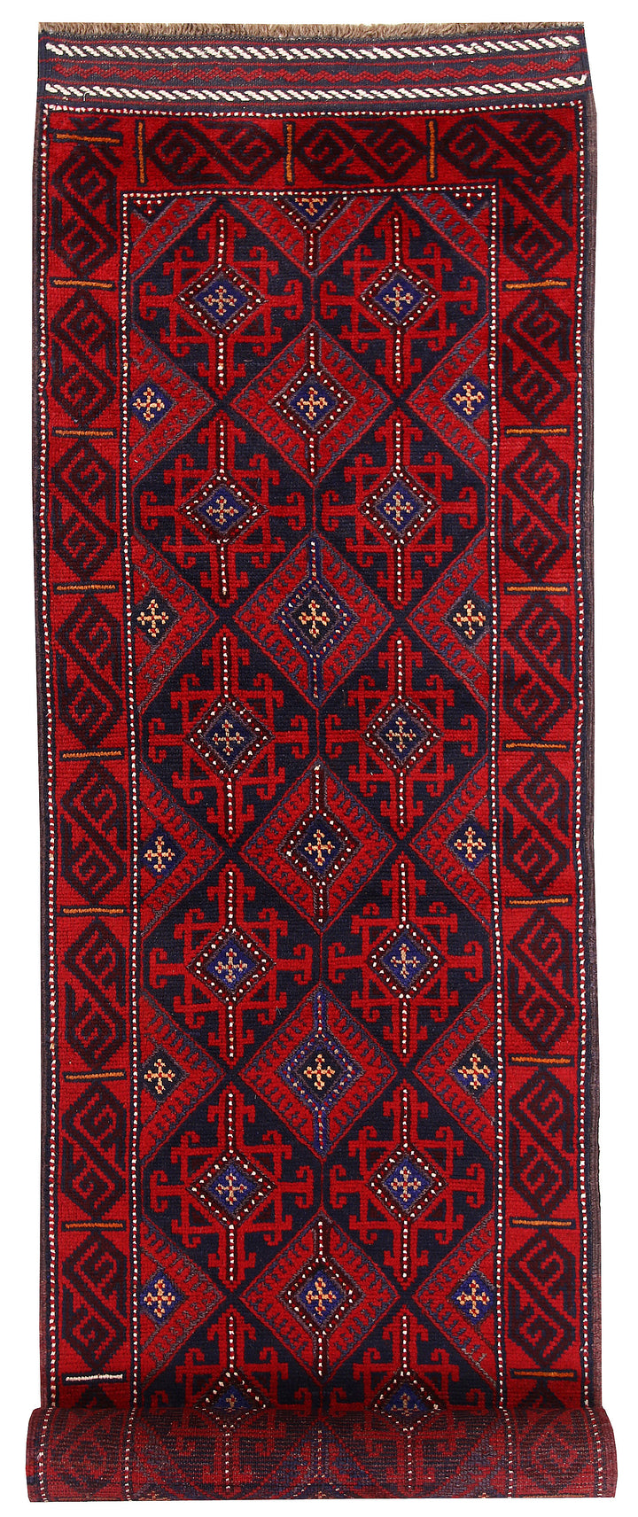 Dark Red Mashwani 2' 4 x 11' 9 - No. 63484 - ALRUG Rug Store