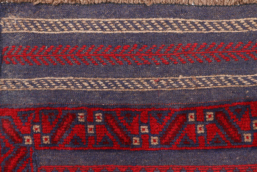 Dark Red Mashwani 2' 6 x 11' 10 - No. 63485 - ALRUG Rug Store