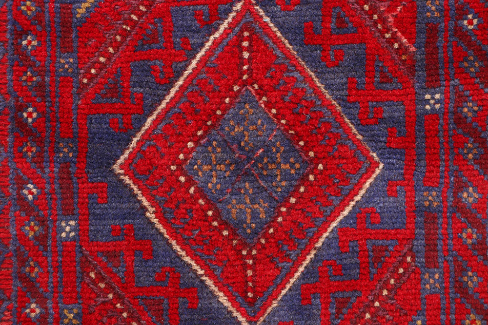 Dark Red Mashwani 2' 6 x 11' 10 - No. 63485 - ALRUG Rug Store