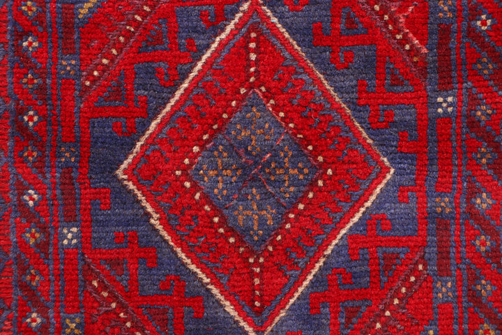 Dark Red Mashwani 2' 6 x 11' 10 - No. 63485 - ALRUG Rug Store