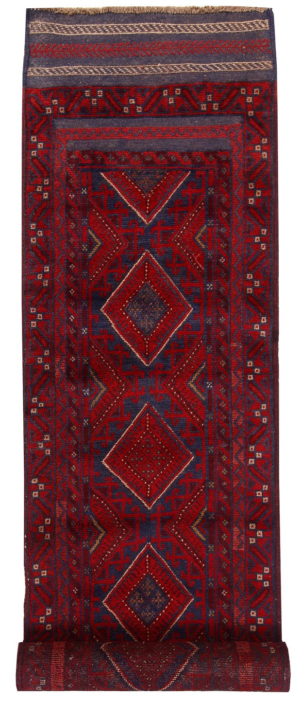 Dark Red Mashwani 2' 6 x 11' 10 - No. 63485 - ALRUG Rug Store