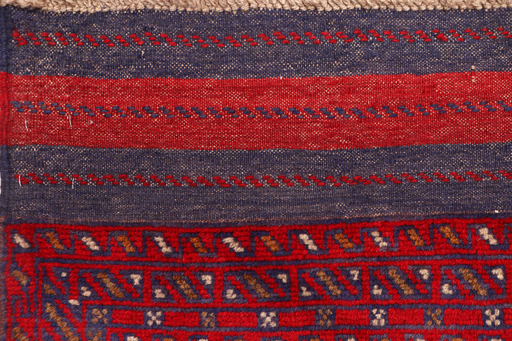 Dark Red Mashwani 2' 5 x 11' 10 - No. 63486 - ALRUG Rug Store