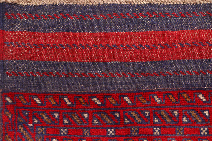 Dark Red Mashwani 2' 5 x 11' 10 - No. 63486 - ALRUG Rug Store