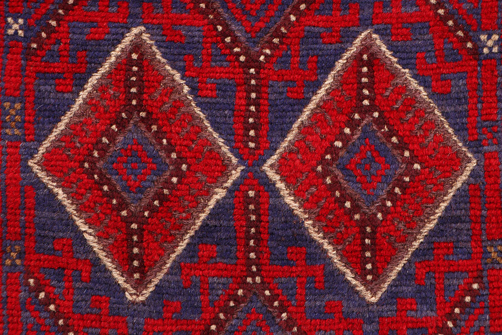 Dark Red Mashwani 2' 5 x 11' 10 - No. 63486 - ALRUG Rug Store