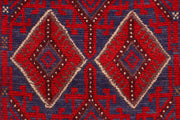 Dark Red Mashwani 2' 5 x 11' 10 - No. 63486 - ALRUG Rug Store
