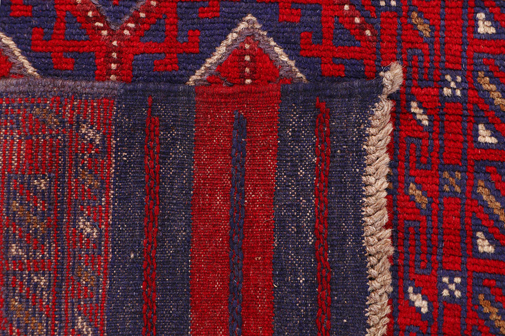 Dark Red Mashwani 2' 5 x 11' 10 - No. 63486 - ALRUG Rug Store