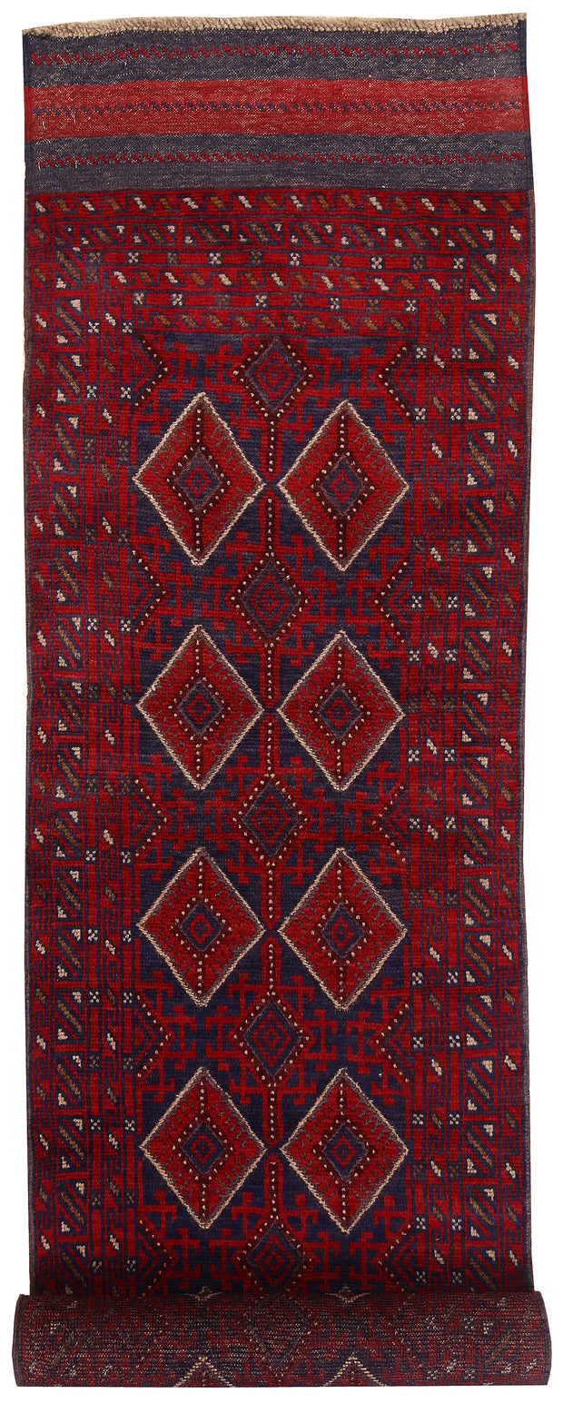 Dark Red Mashwani 2' 5 x 11' 10 - No. 63486 - ALRUG Rug Store
