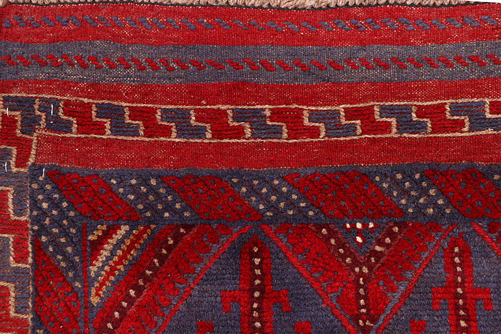 Dark Red Mashwani 2' 7 x 12' 1 - No. 63487 - ALRUG Rug Store