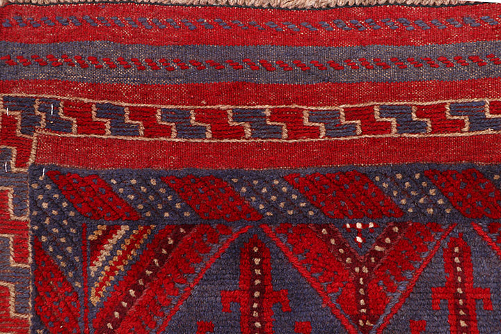 Dark Red Mashwani 2' 7 x 12' 1 - No. 63487 - ALRUG Rug Store