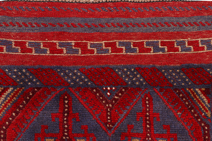 Dark Red Mashwani 2' 7 x 12' 1 - No. 63487 - ALRUG Rug Store