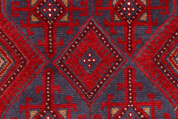 Dark Red Mashwani 2' 7 x 12' 1 - No. 63487 - ALRUG Rug Store