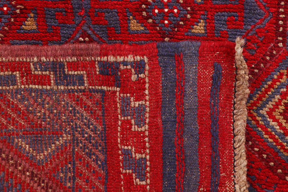Dark Red Mashwani 2' 7 x 12' 1 - No. 63487 - ALRUG Rug Store