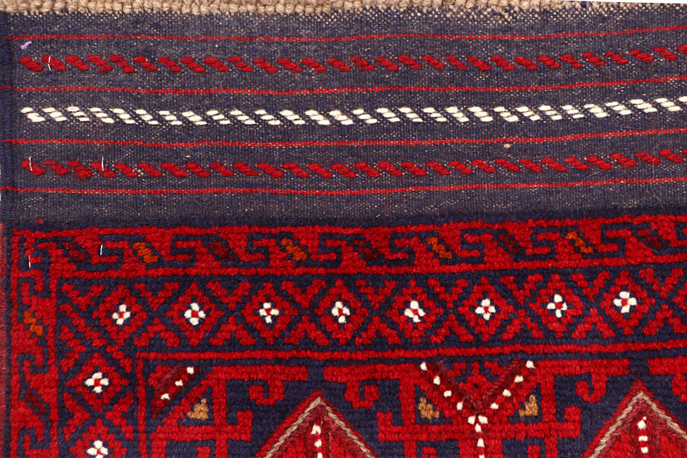 Dark Red Mashwani 2' 4 x 11' 10 - No. 63488 - ALRUG Rug Store