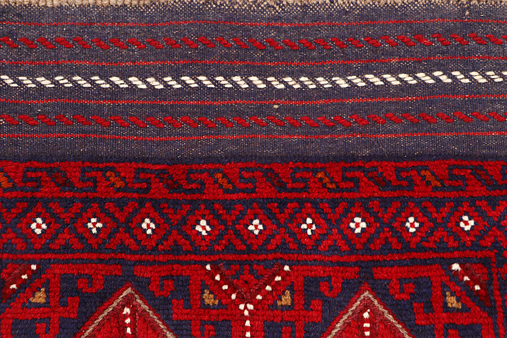 Dark Red Mashwani 2' 4 x 11' 10 - No. 63488 - ALRUG Rug Store