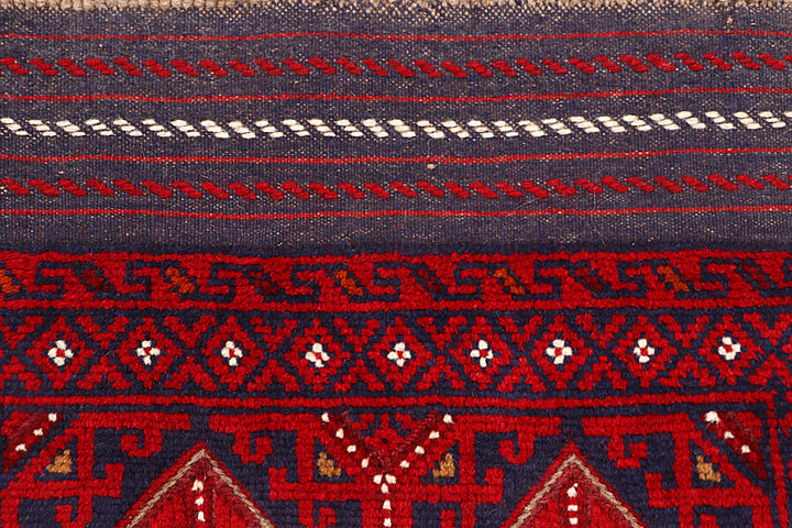 Dark Red Mashwani 2' 4 x 11' 10 - No. 63488 - ALRUG Rug Store