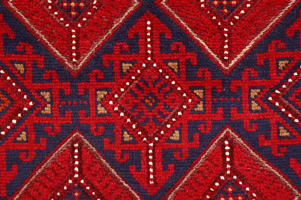Dark Red Mashwani 2' 4 x 11' 10 - No. 63488 - ALRUG Rug Store