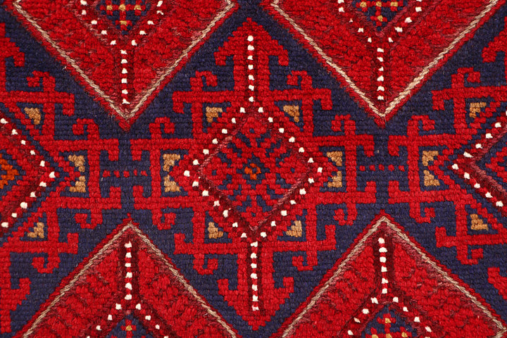 Dark Red Mashwani 2' 4 x 11' 10 - No. 63488 - ALRUG Rug Store