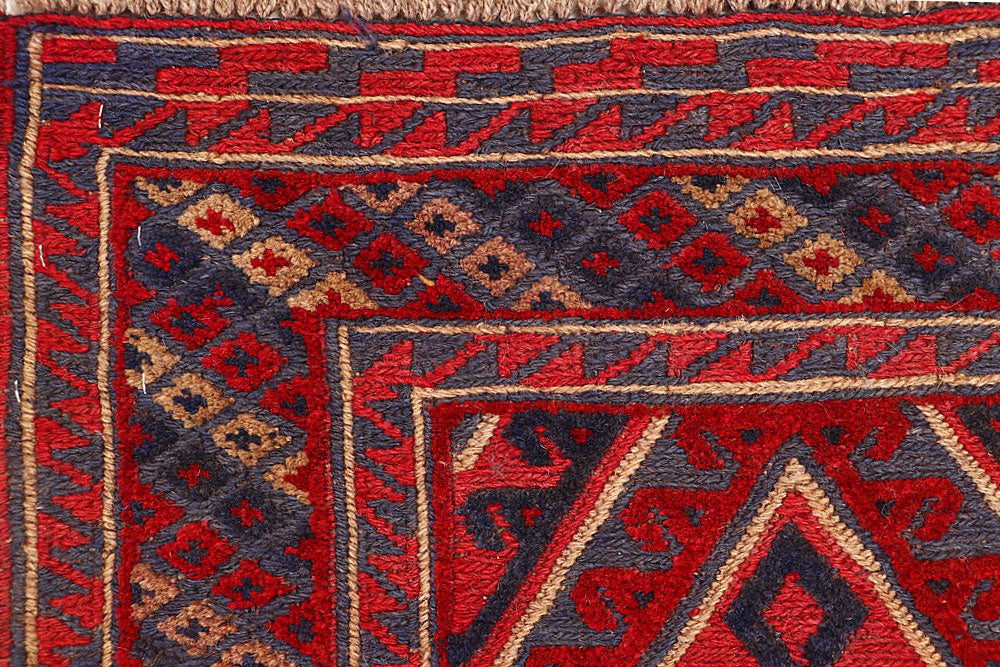 Dark Red Mashwani 2' 4 x 12' 8 - No. 63489 - ALRUG Rug Store