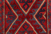 Dark Red Mashwani 2' 4 x 12' 8 - No. 63489 - ALRUG Rug Store