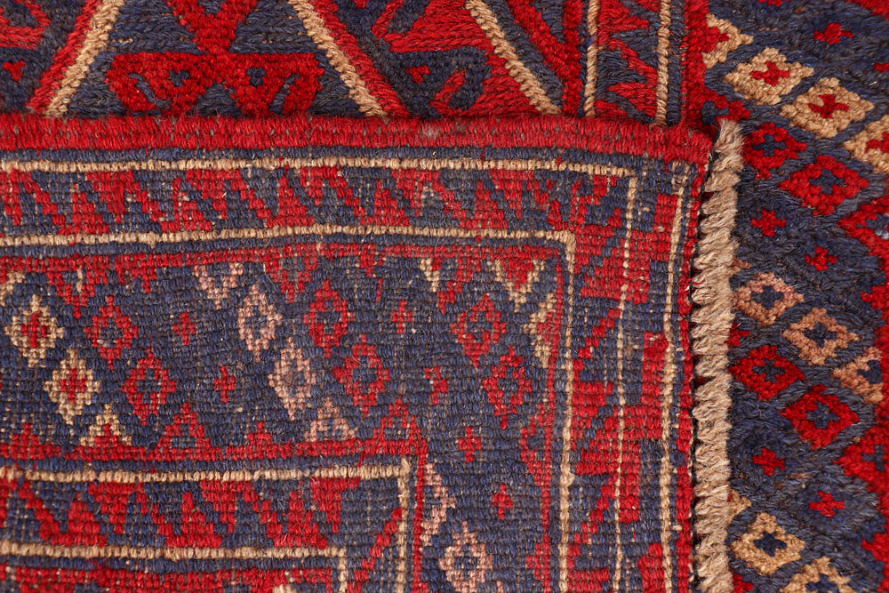 Dark Red Mashwani 2' 4 x 12' 8 - No. 63489 - ALRUG Rug Store