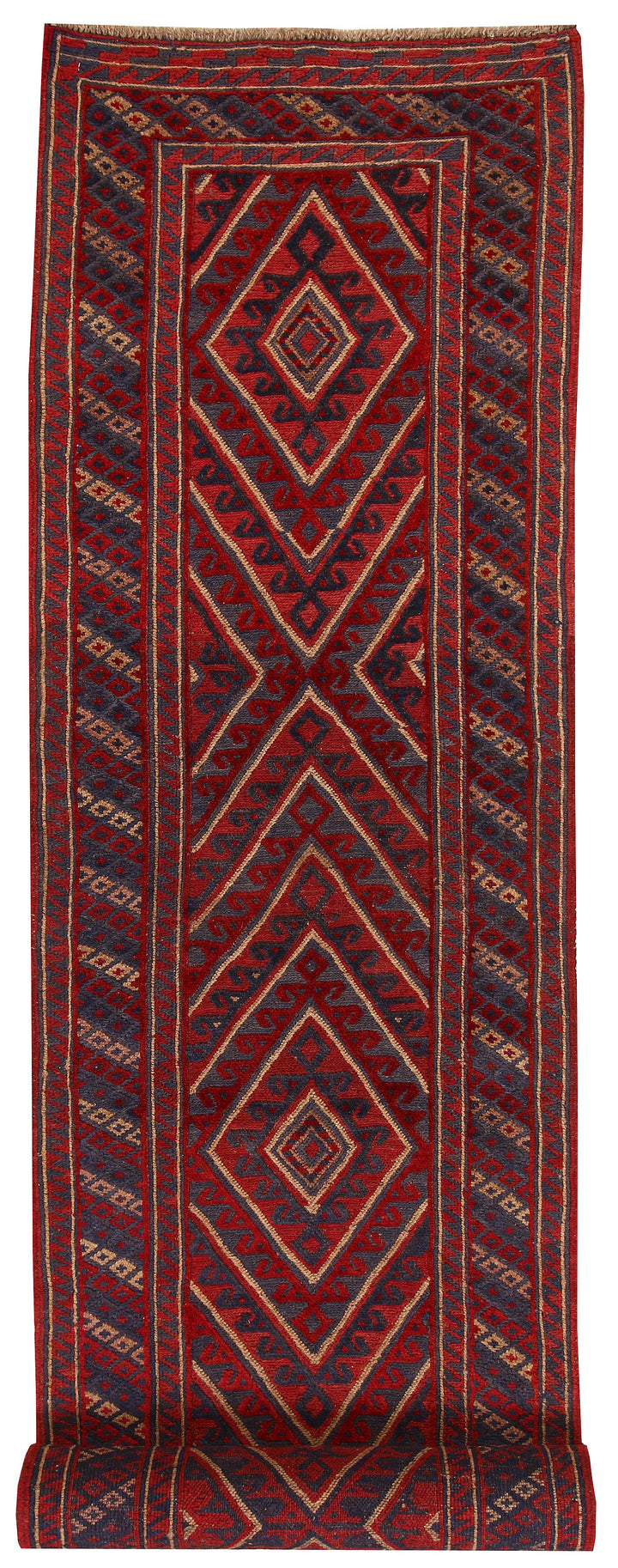 Dark Red Mashwani 2' 4 x 12' 8 - No. 63489 - ALRUG Rug Store