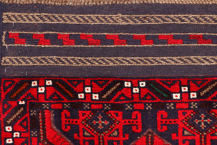 Dark Red Mashwani 2' 6 x 12' 8 - No. 63490 - ALRUG Rug Store