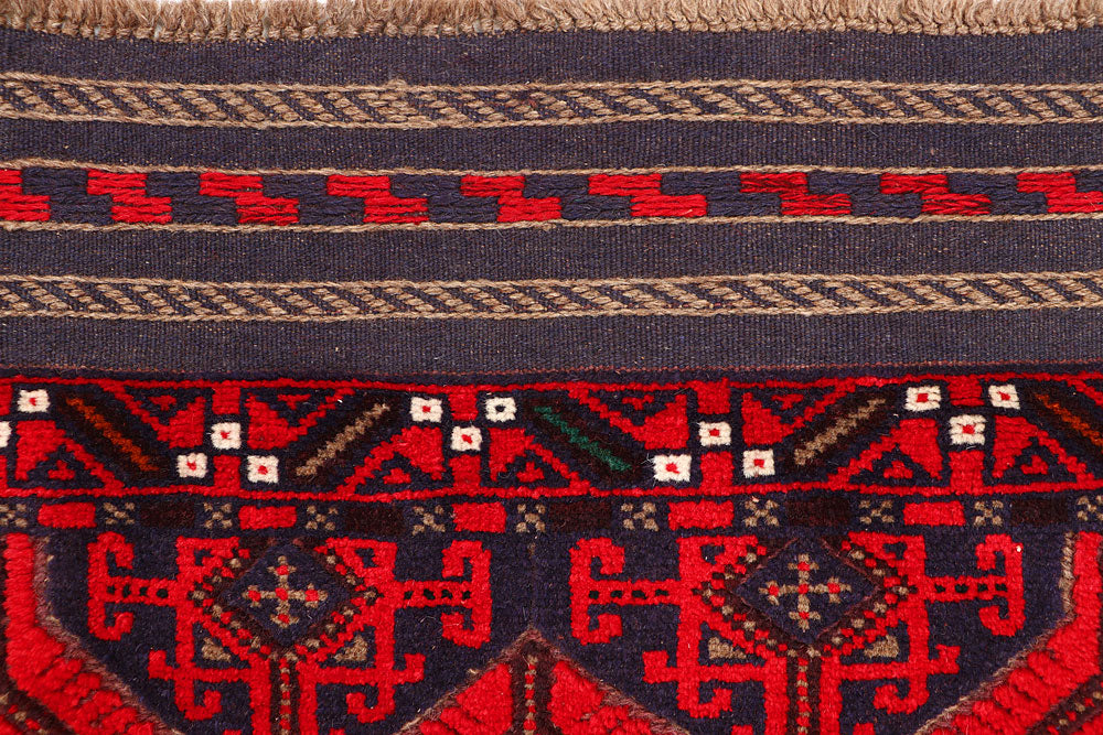 Dark Red Mashwani 2' 6 x 12' 8 - No. 63490 - ALRUG Rug Store