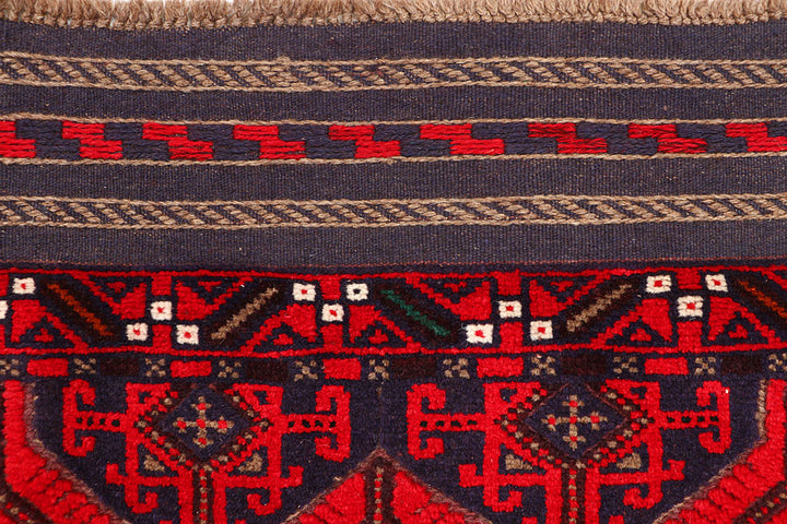 Dark Red Mashwani 2' 6 x 12' 8 - No. 63490 - ALRUG Rug Store