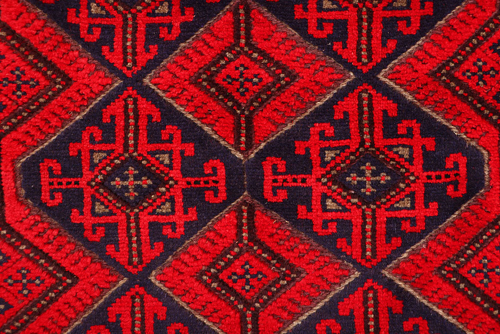 Dark Red Mashwani 2' 6 x 12' 8 - No. 63490 - ALRUG Rug Store