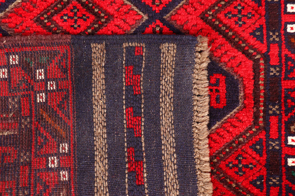 Dark Red Mashwani 2' 6 x 12' 8 - No. 63490 - ALRUG Rug Store