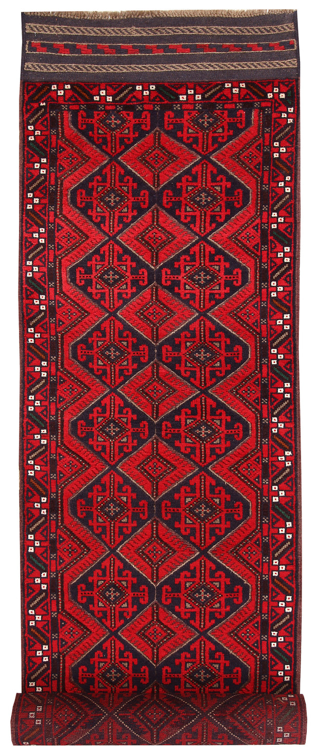 Dark Red Mashwani 2' 6 x 12' 8 - No. 63490 - ALRUG Rug Store
