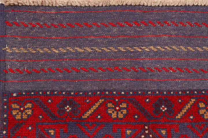 Dark Red Mashwani 2' 4 x 12' 3 - No. 63491 - ALRUG Rug Store