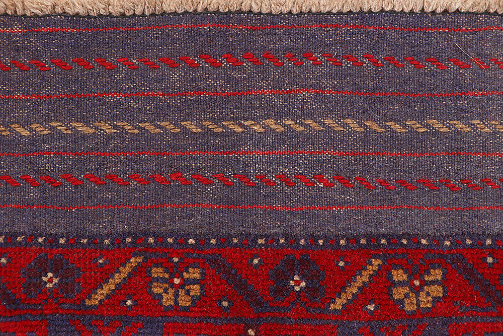 Dark Red Mashwani 2' 4 x 12' 3 - No. 63491 - ALRUG Rug Store