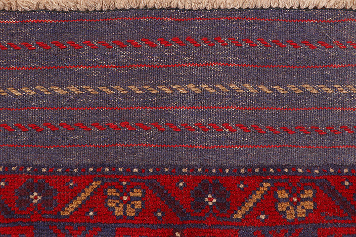 Dark Red Mashwani 2' 4 x 12' 3 - No. 63491 - ALRUG Rug Store