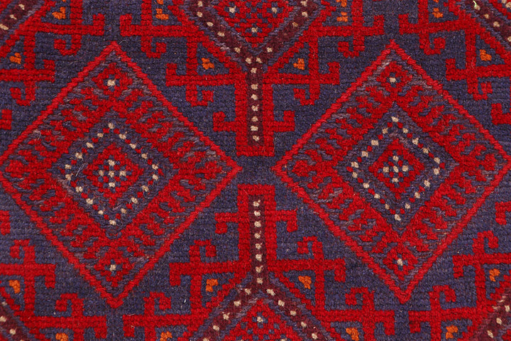 Dark Red Mashwani 2' 4 x 12' 3 - No. 63491 - ALRUG Rug Store