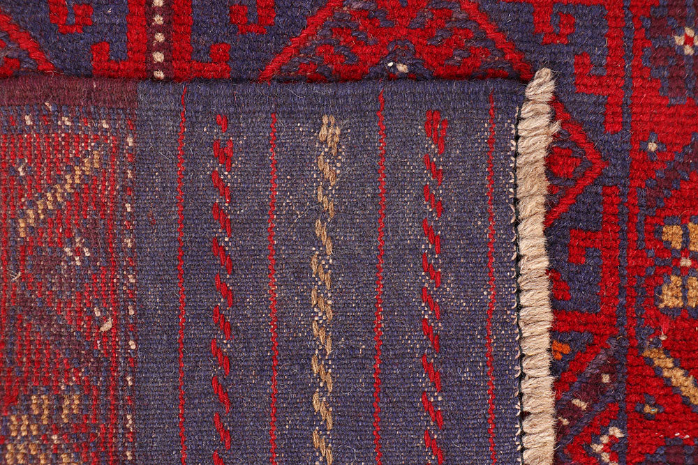 Dark Red Mashwani 2' 4 x 12' 3 - No. 63491 - ALRUG Rug Store