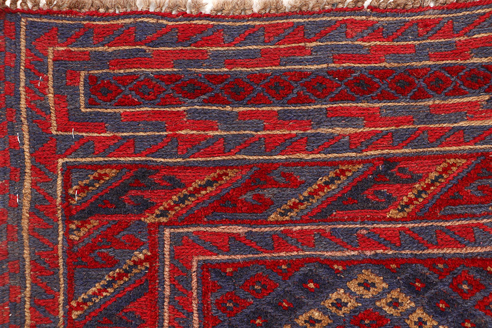 Dark Red Mashwani 2' 3 x 12' 8 - No. 63492 - ALRUG Rug Store