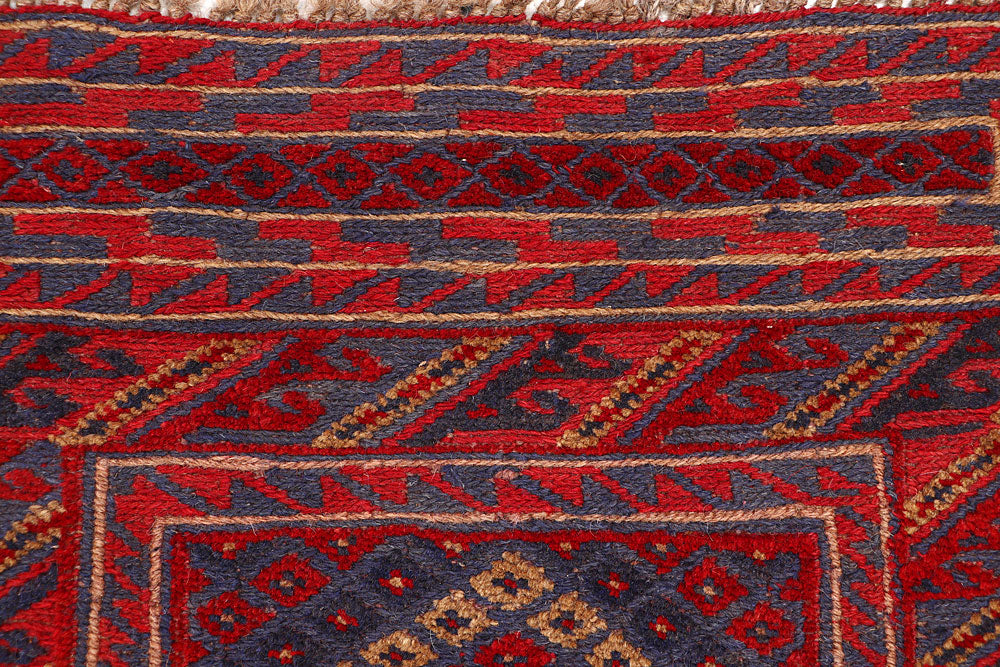 Dark Red Mashwani 2' 3 x 12' 8 - No. 63492 - ALRUG Rug Store
