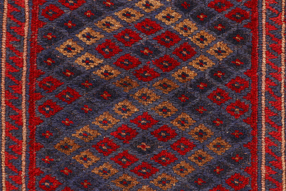 Dark Red Mashwani 2' 3 x 12' 8 - No. 63492 - ALRUG Rug Store