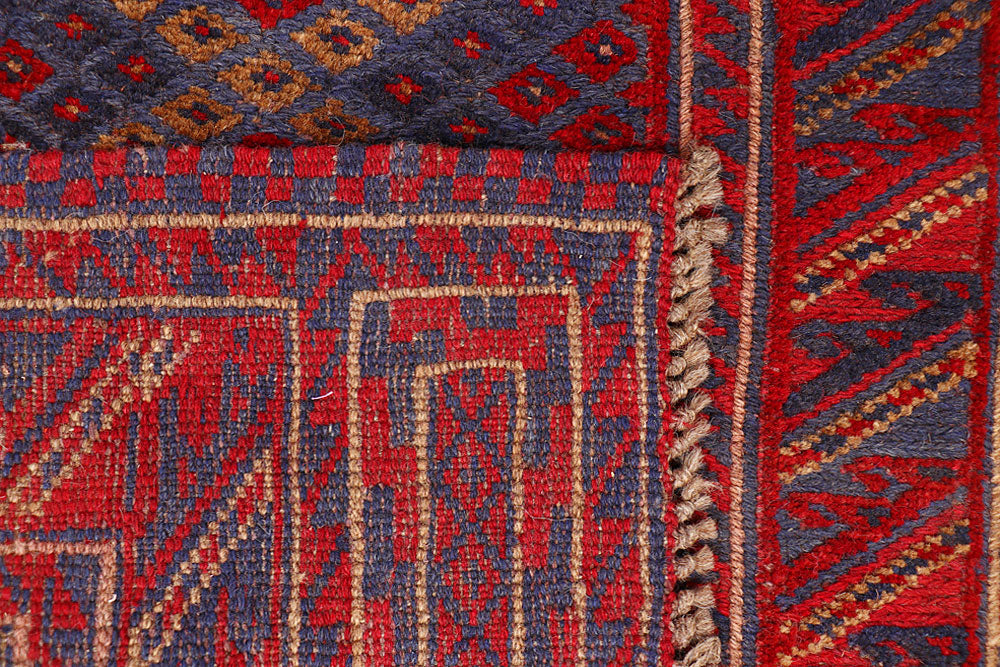 Dark Red Mashwani 2' 3 x 12' 8 - No. 63492 - ALRUG Rug Store