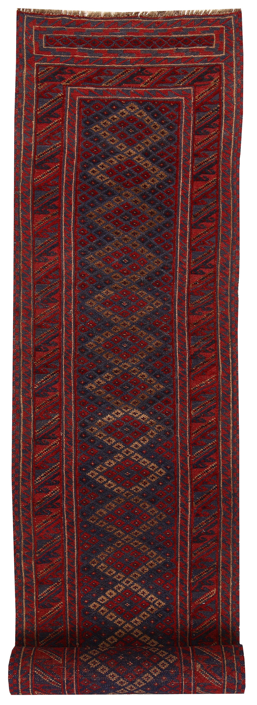 Dark Red Mashwani 2' 3 x 12' 8 - No. 63492 - ALRUG Rug Store