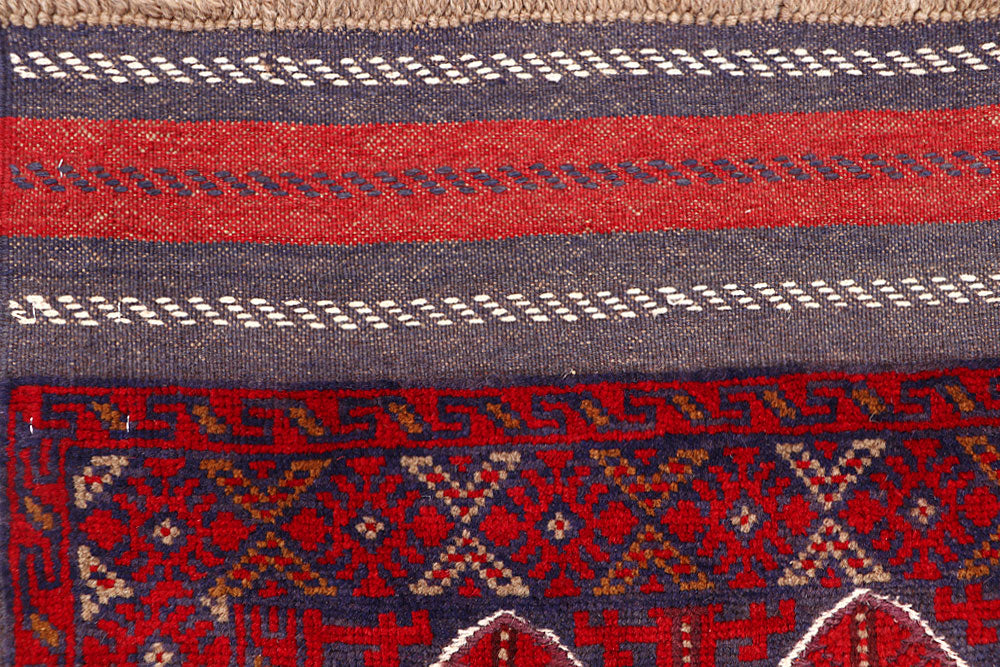 Dark Red Mashwani 2' 6 x 12' 4 - No. 63493 - ALRUG Rug Store